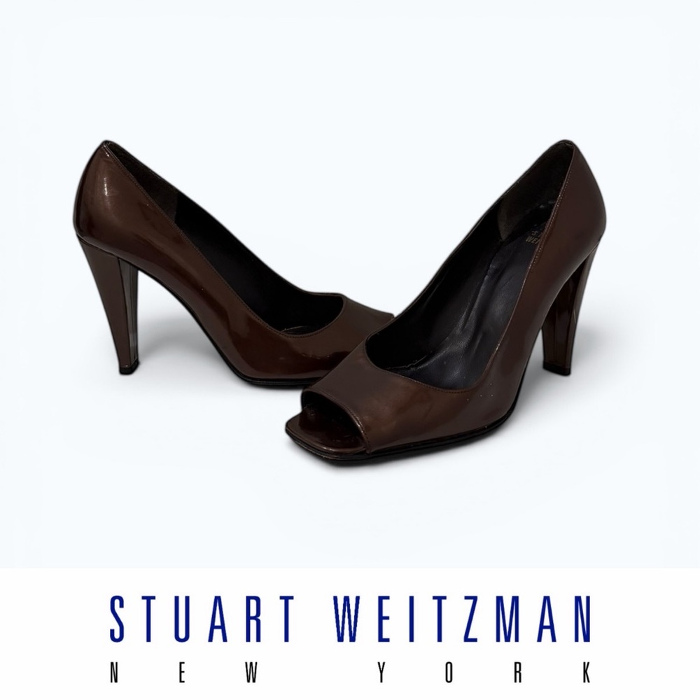 Stuart Weitzman Metallic Brown Patent Leather Pumps, Size 7.5, MSRP $340